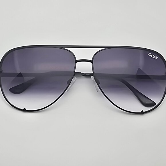 Quay Australia High Key Black Frame Fade Lens Large Aviator Sunglasses 63-18-140 main image 4